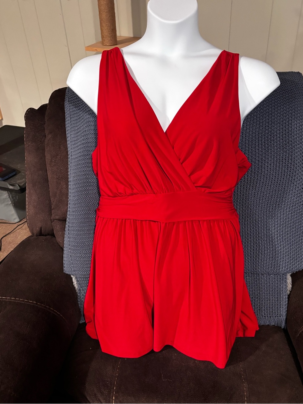 Torrid Bright Red Dress with V-Neck Detail